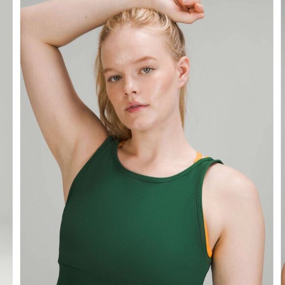 Lululemon Power Pivot tank top in everglade green ribbed size 10 - Picture 3 of 11